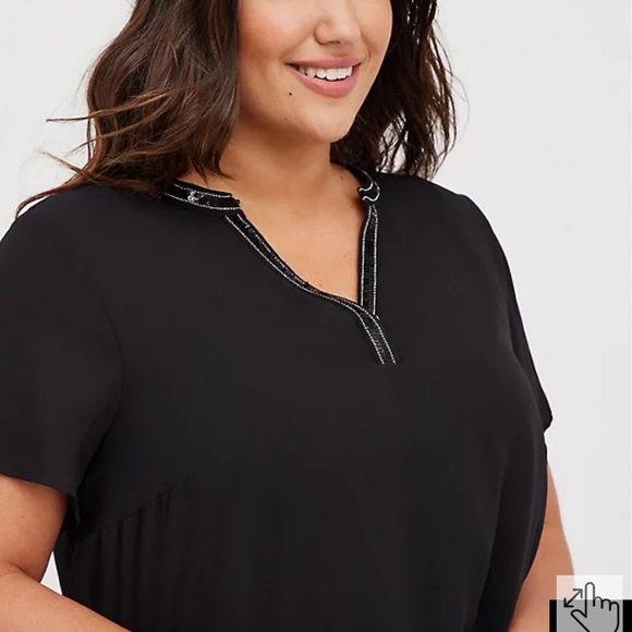 TORRID GEORGETTE EMBELLISHED BLOUSE - BLACK NWTs - Picture 6 of 10